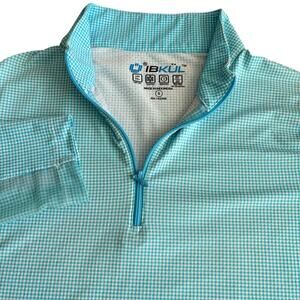 IBKUL Golf Shirt Women's Size Small 1/4 Zip Blue Quick Dry UPF 50 Long Sleeve